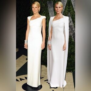 ✨ Iconic TOM FORD Gwnyeth Paltrow Oscar Ivory Silk Gown / Asymmetrical neck ✨